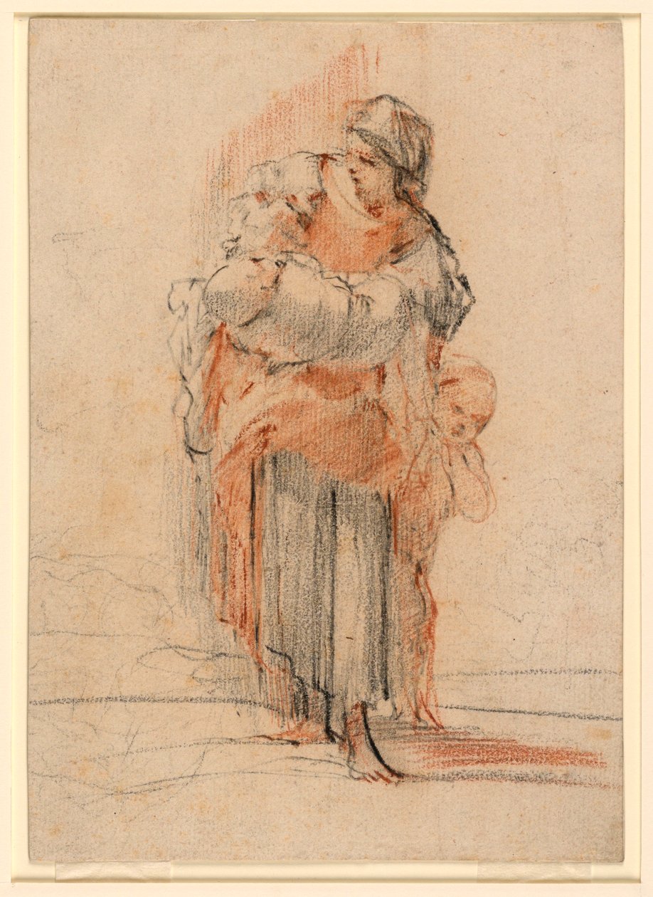 Dessin, Femme avec deux enfants, vers 1750 - Jérôme François Chantereau