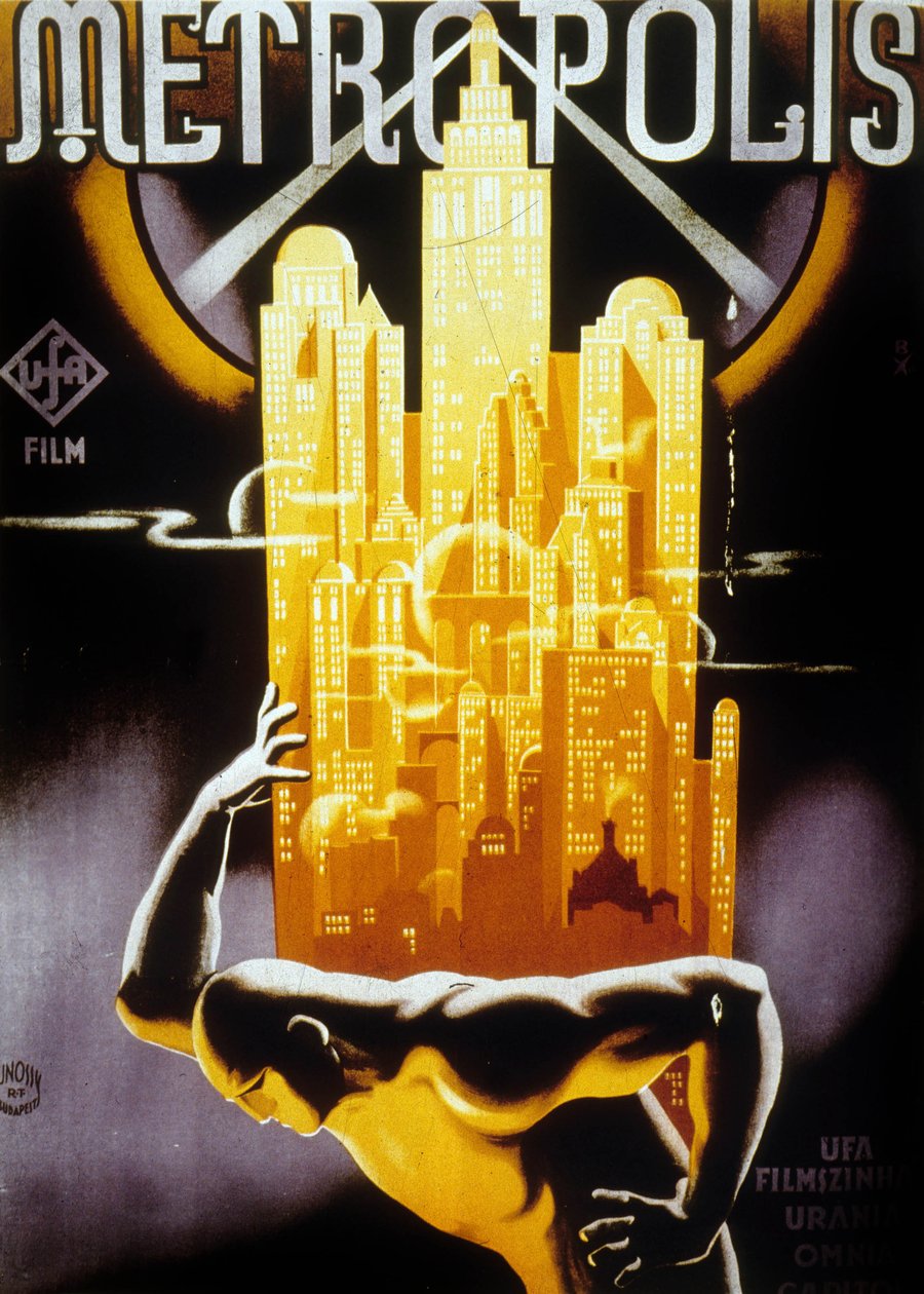 Affiche pour la sortie hongroise de Metropolis, réalisé par Fritz Lang, 1927 - Jósef Bottlik
