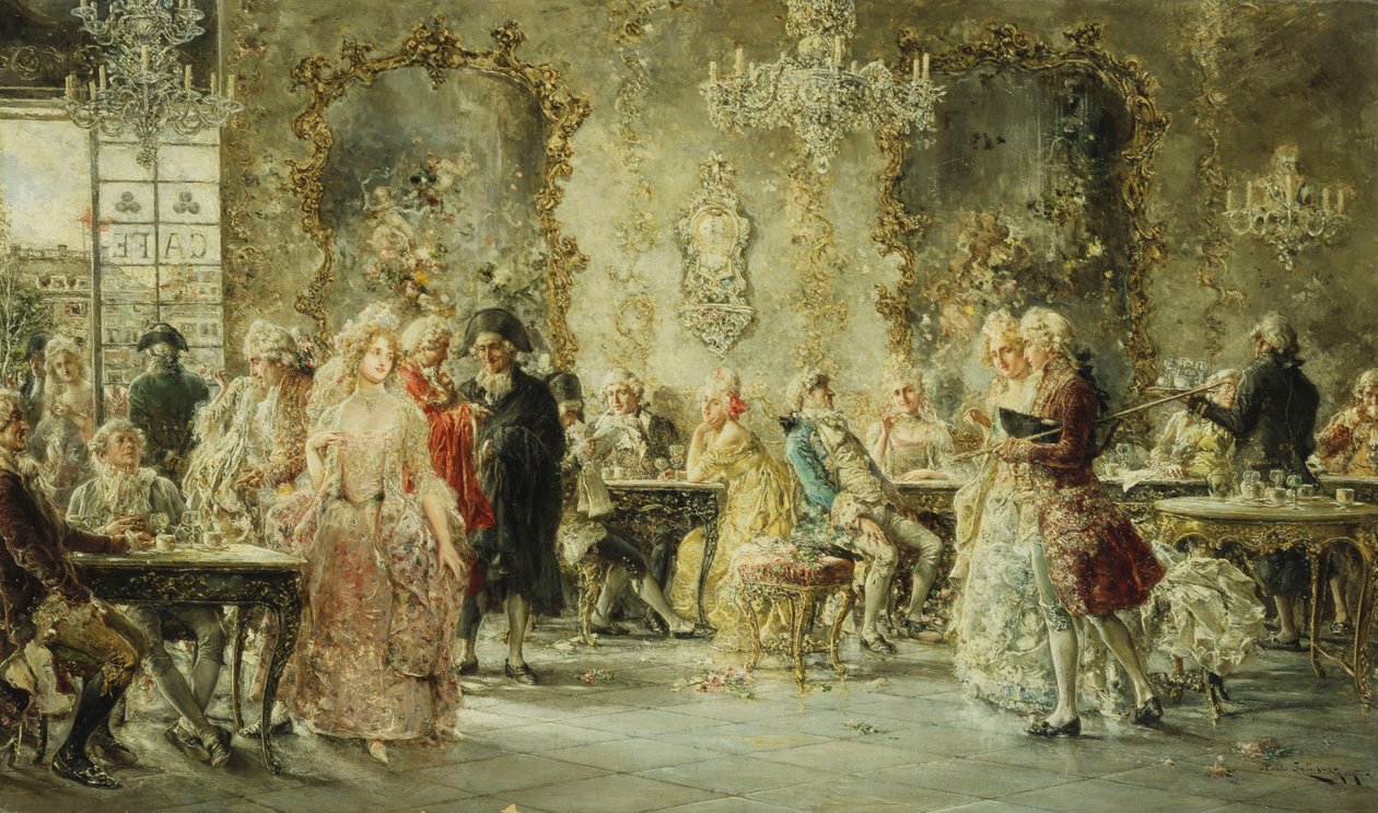 Figures Élégantes dans un Café Parisien - Juan Pablo Salinas Tervel