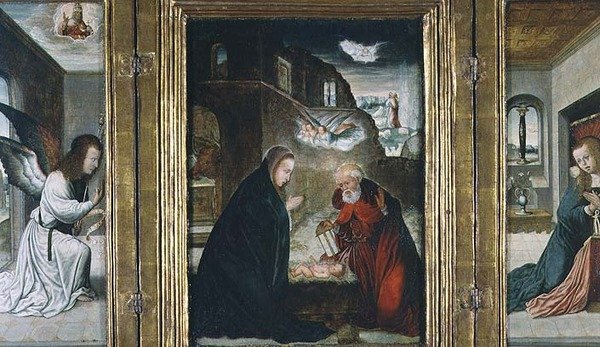 La naissance du Christ Triptyque avec la Nativité flanquée de l