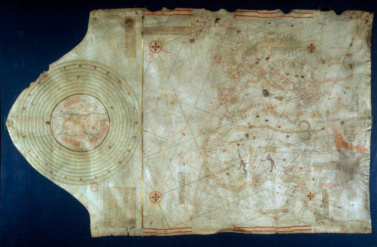 Carte marine de Juan de la Cosa (1460-1510), cartographe compagnon du navigateur Christophe Colomb (1451-1506) - Juan de la Cosa