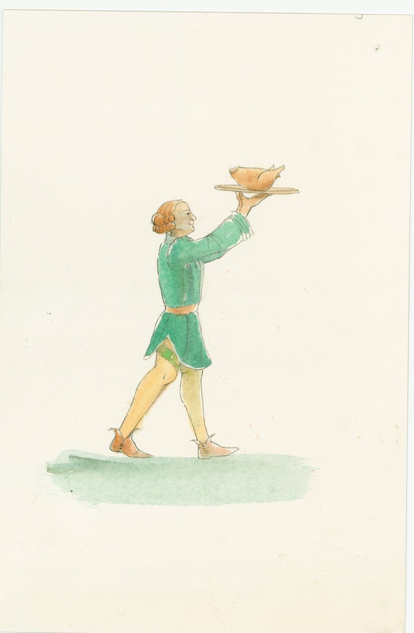 Un serveur médiéval portant un plateau de nourriture, 2004 - Judith Dobie