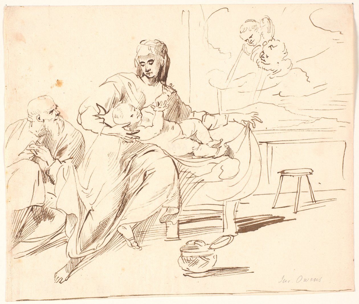 Intérieur avec la Sainte Famille - Jürgen Ovens