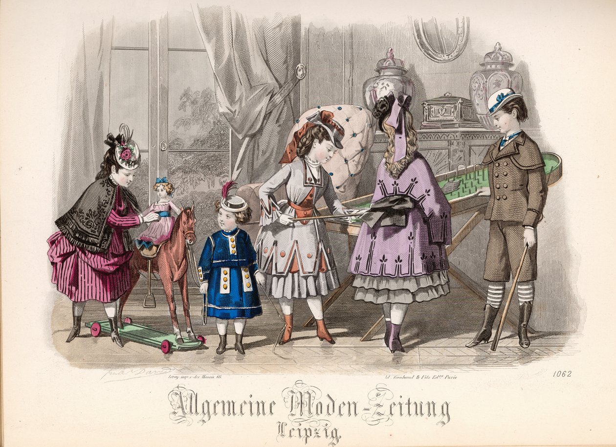 Enfants jouant, planche de mode de l