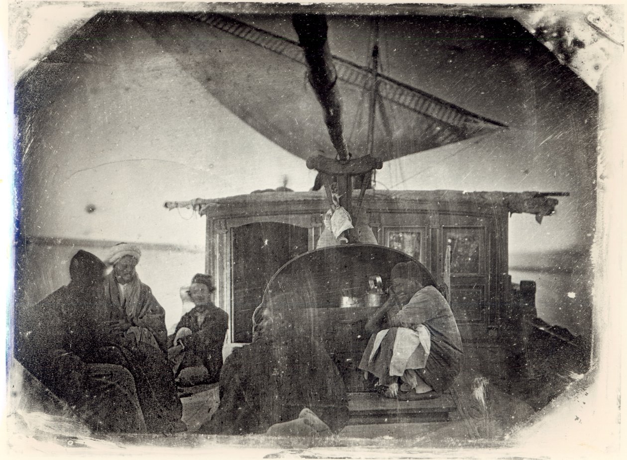 Bateau à voile et voyageurs sur le Nil, 1845-6 - Jules Itier