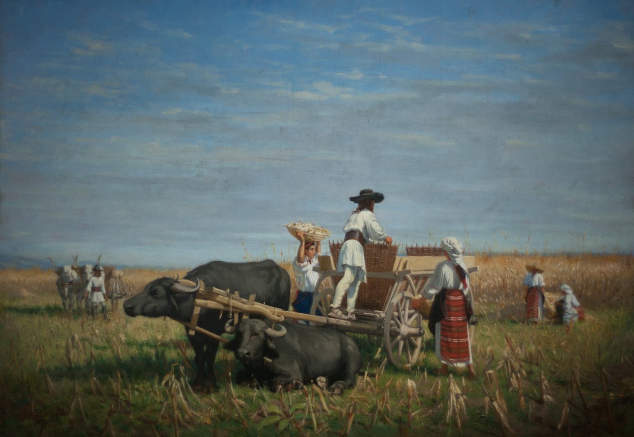 Récolte de maïs en Transylvanie - Jules Jacques Jacot Guillarmod