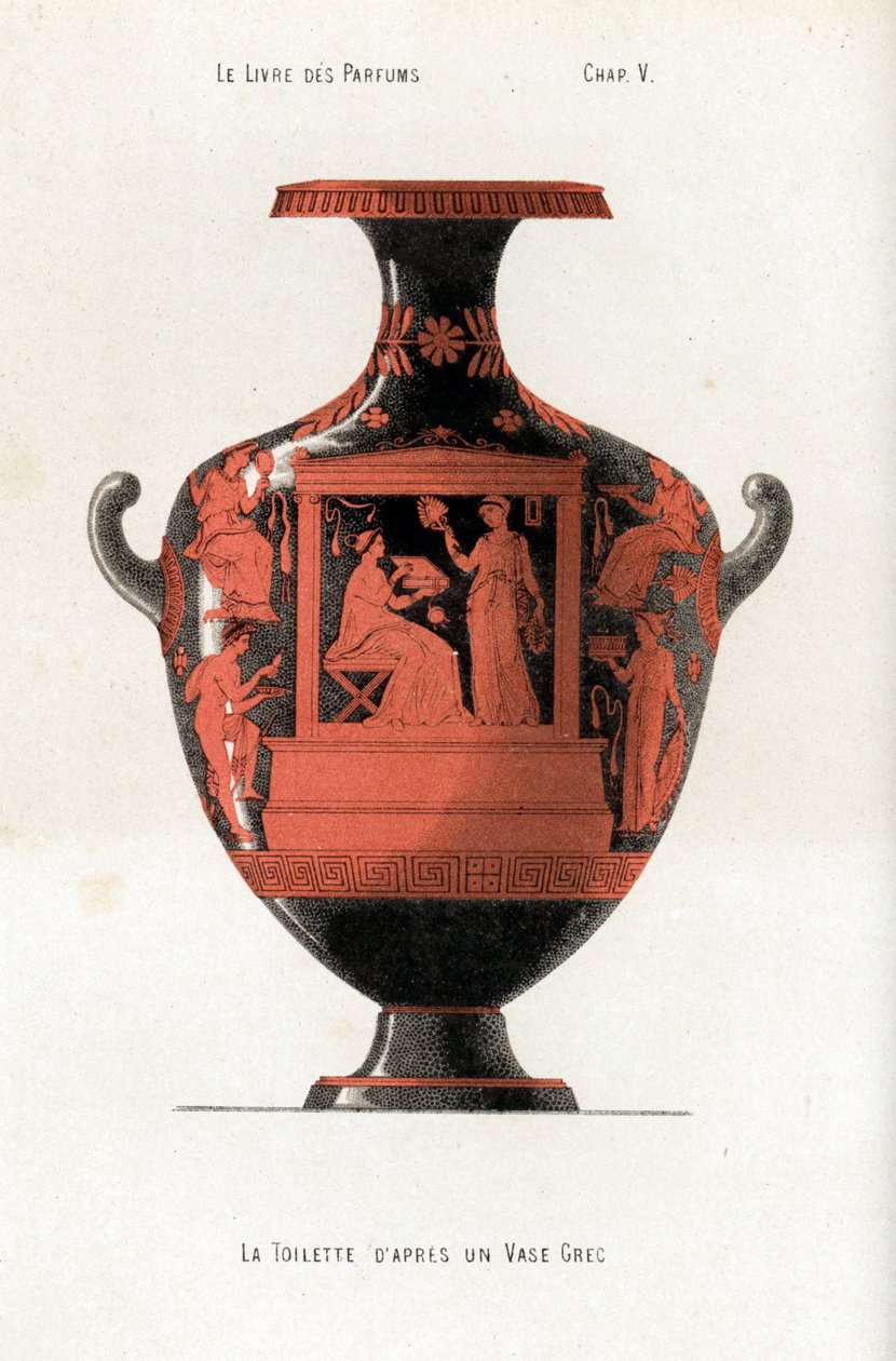 Vase grec décorant une femme à sa toilette - Jules (after) Cheret