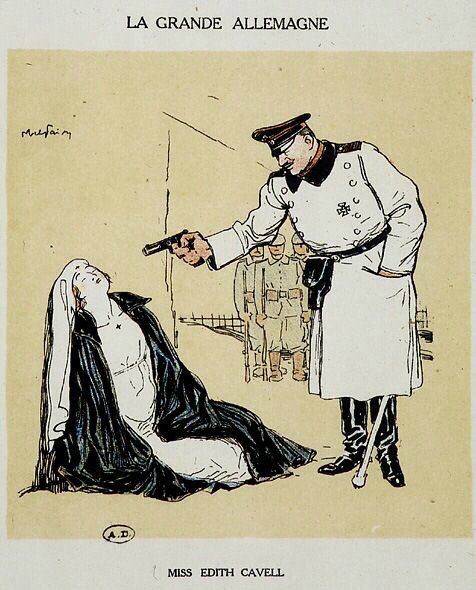 Mlle Edith Cavell exécutée par les Allemands, image par Abel Faivre (1864-1945) - Jules Abel Faivre
