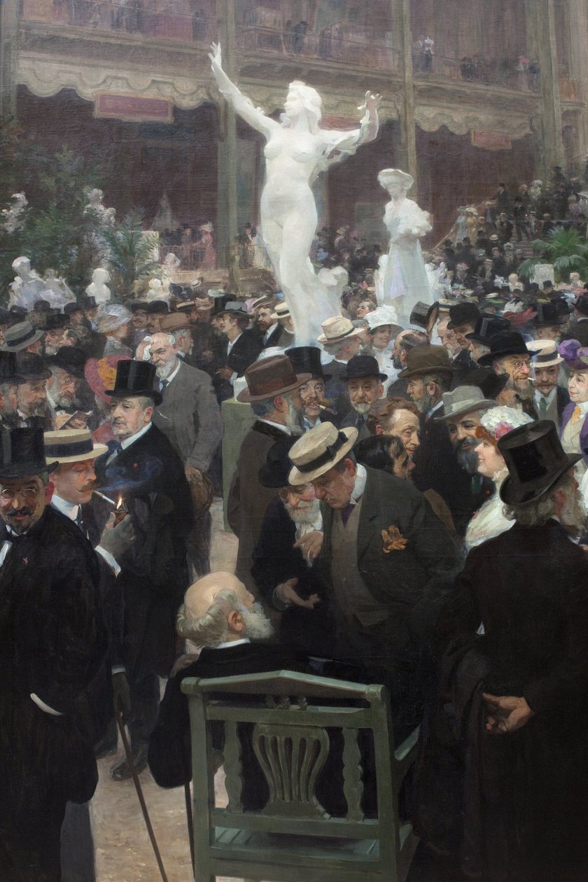 Un vendredi au salon des artistes français. Peinture de Jules Alexandre Grun (1868-1939), huile sur toile, art français - Jules Alexandre Gruen or Grun