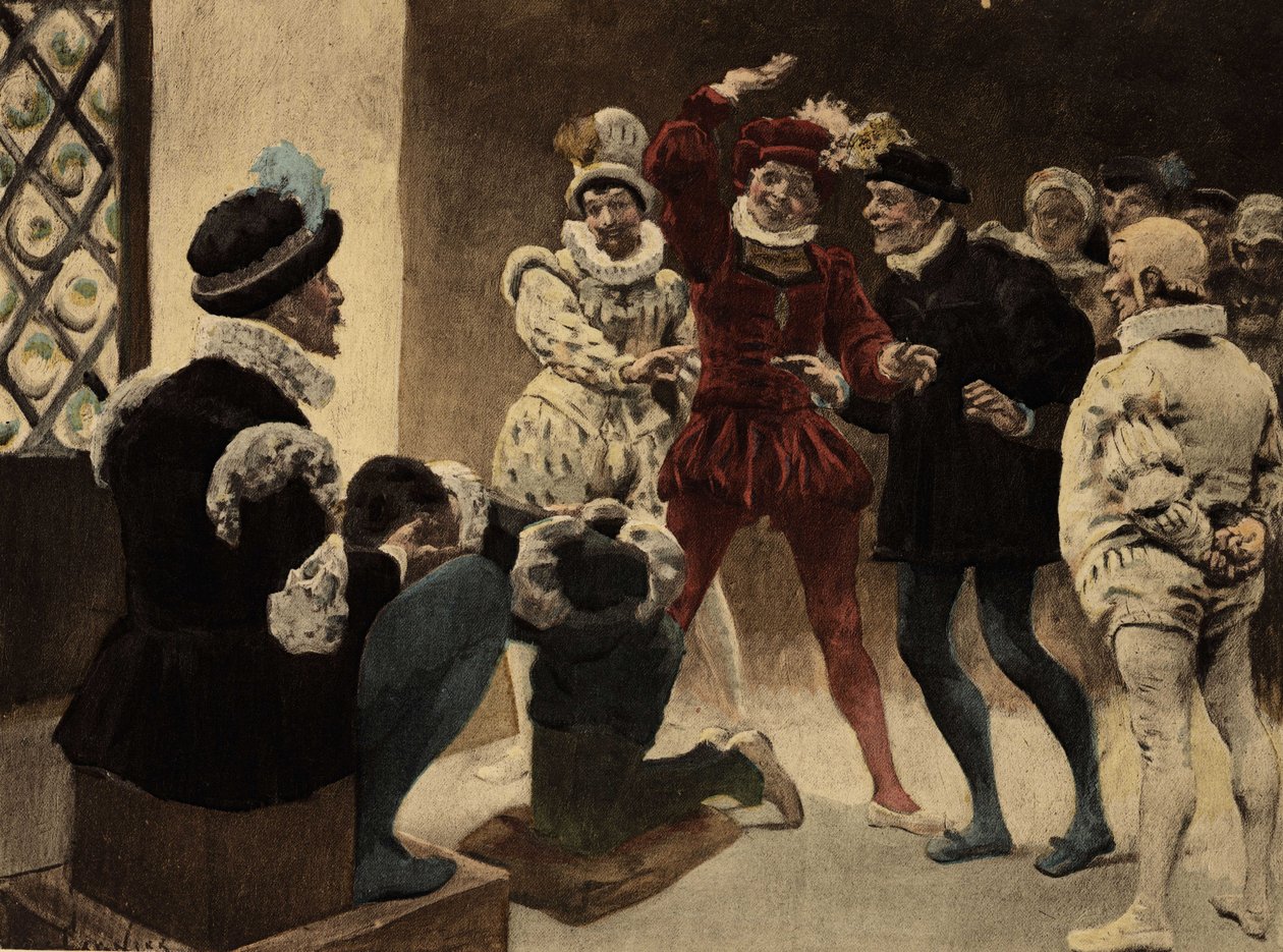 Men playing chapifou (marquee). Gargantua. llustration by Jules Garnier. In “Rabelais et l