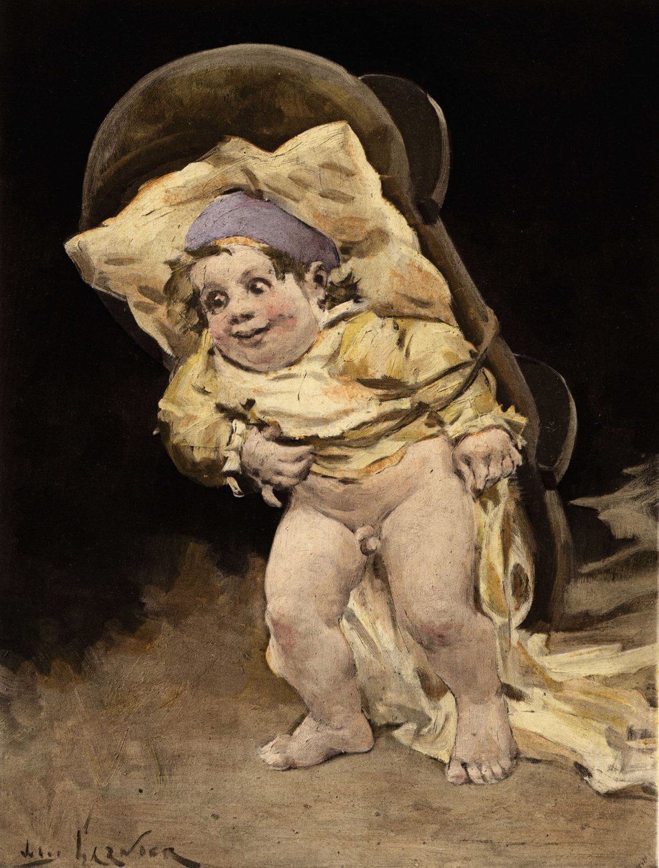 Pantagruel porte son berceau sur son dos. Pantagruel. Illustration de Jules Garnier. Dans "Rabelais et l