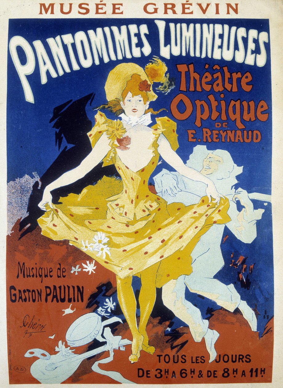 Danseur et musicien - affiche pour les pantomimes lumineuses de Reynaud et Paulin au musée Grévin par Jules Chéret, fin du XIXe siècle - Jules Cheret