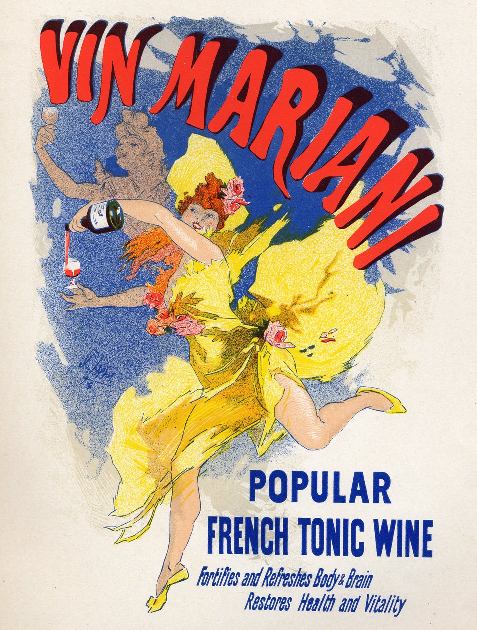 Nourriture et boisson. Vin tonique français Mariani (premier vin de coca). Affiche de Jules Chéret (1836-1932), France - Jules Cheret