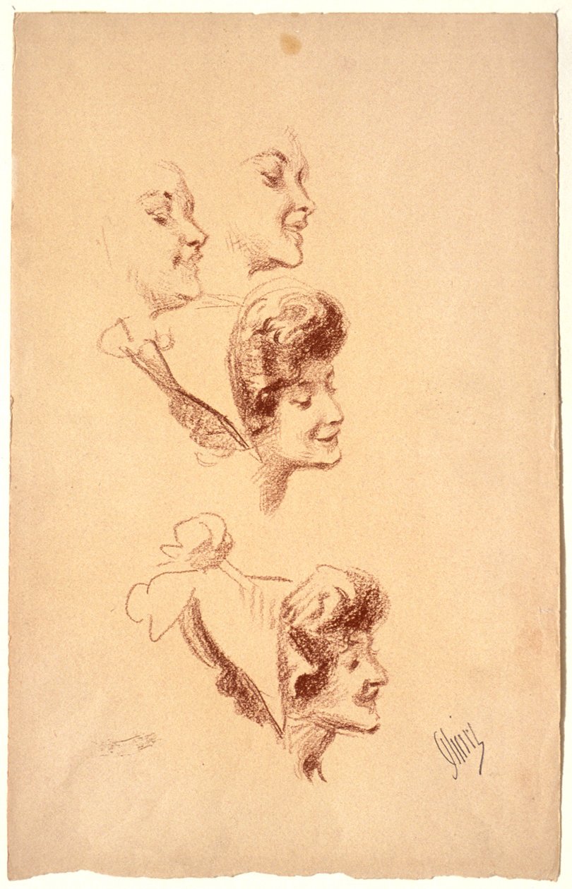 Vier Studien eines Frauenkopfes - Jules Cheret