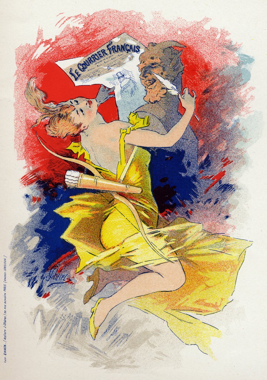 Littérature. Le journal Le Courrier Français. Allégorie de Jules Chéret, France, vers 1890 - Jules Cheret