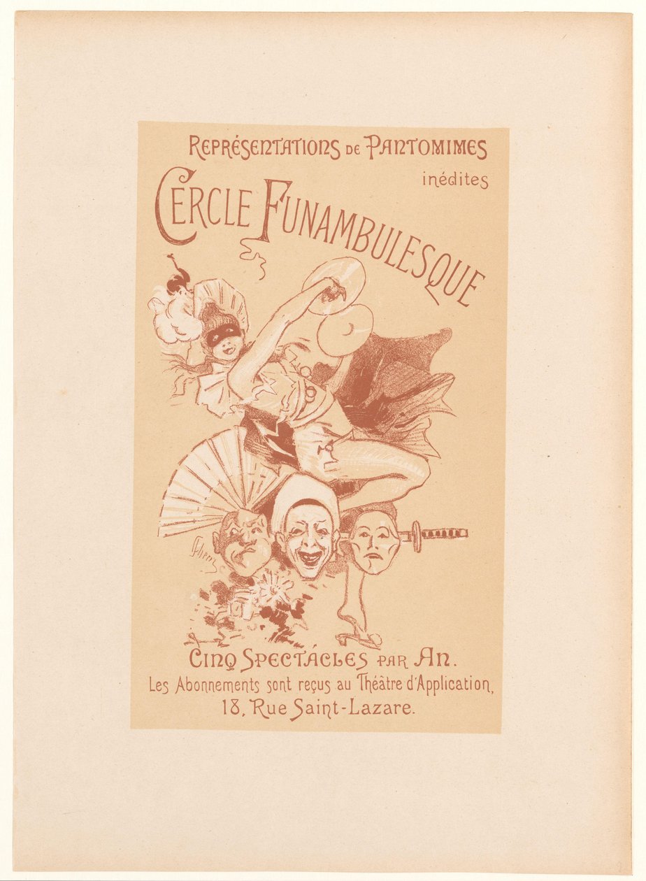 Carte publicitaire pour le Cercle Funambulesque - Jules Cheret