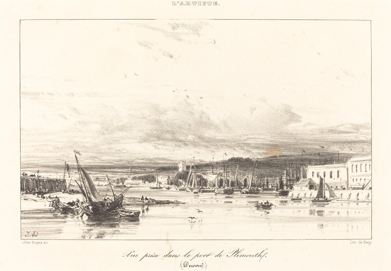 Vue prise dans le port de Plymouth - Jules Dupré