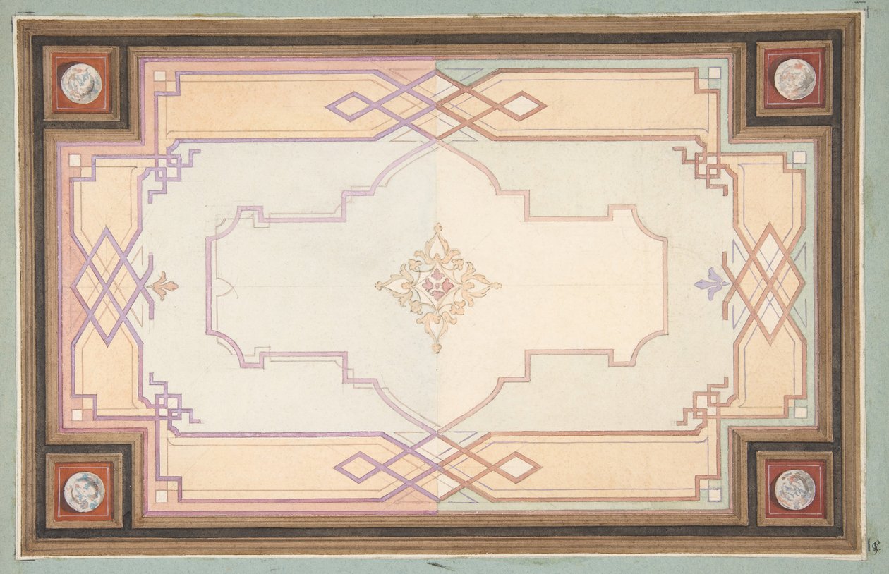 Conception pour un plafond, seconde moitié du XIXe siècle. Créateurs : Jules-Edmond-Charles Lachaise, Eugène-Pierre Gourdet - Jules Edmond Charles Lachaise and Eugène Pierre Gourdet