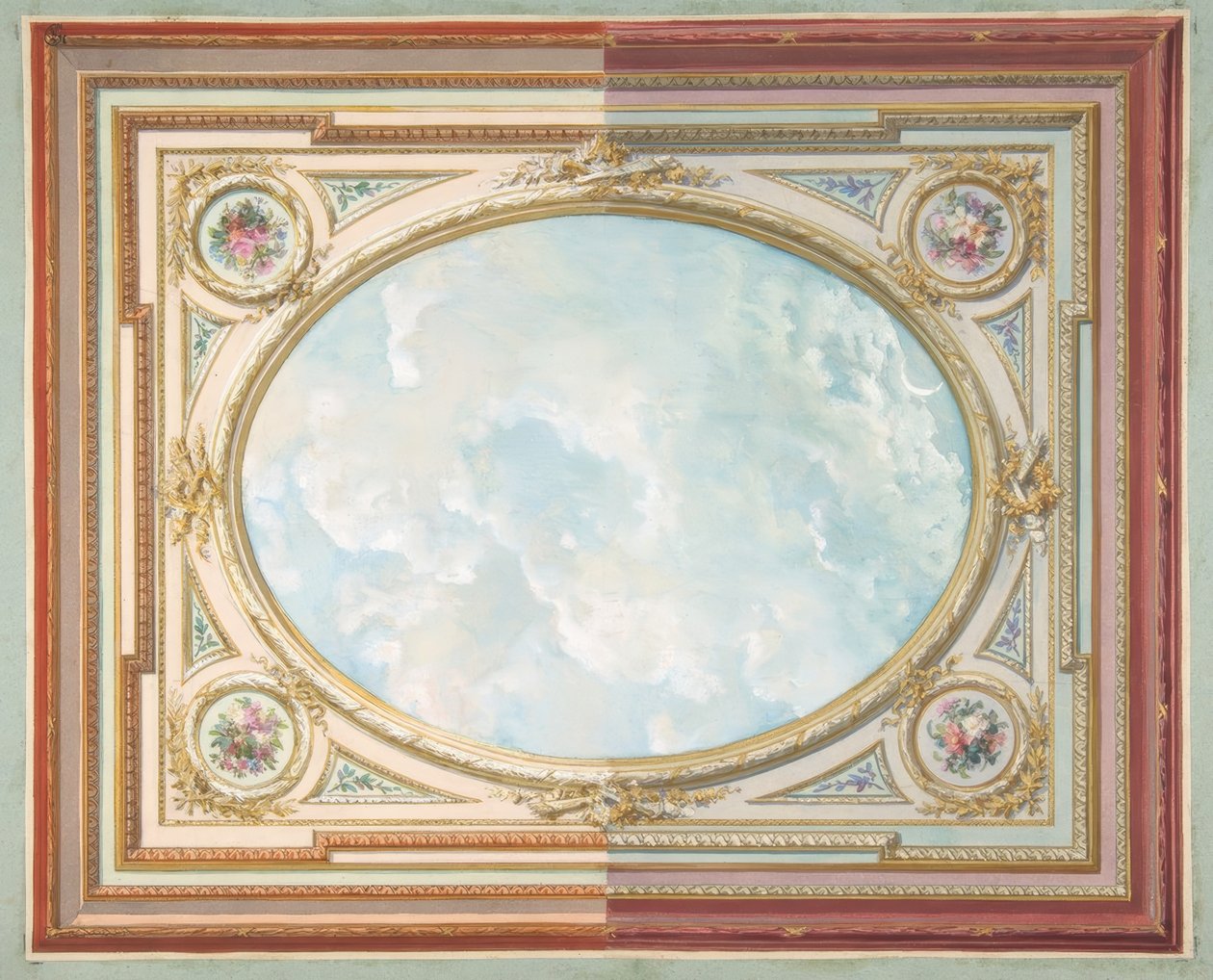 Conception pour un plafond avec un ciel en trompe-l