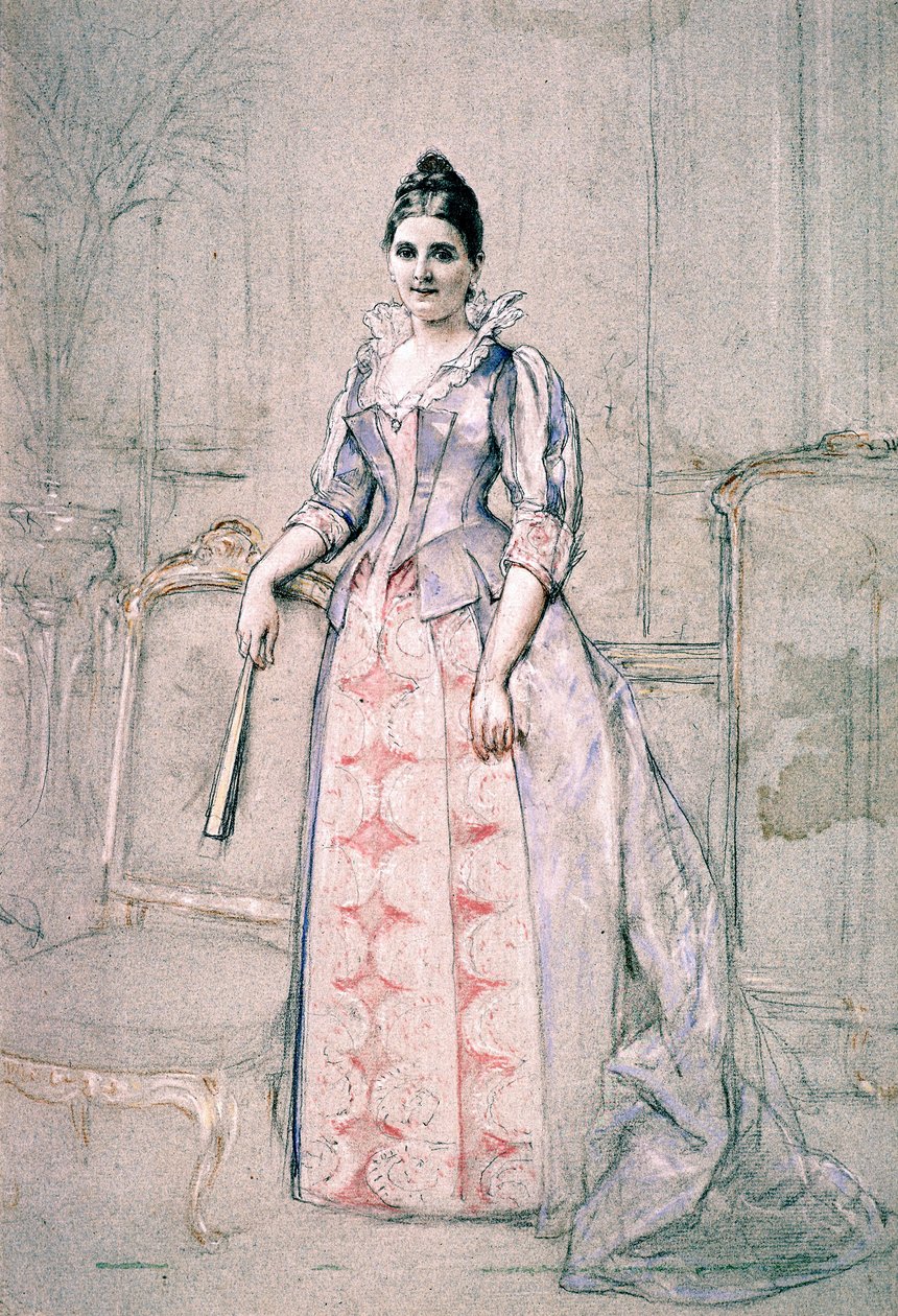 Portrait de Mme Carnot portant une robe Worth - Jules Emile Saintin