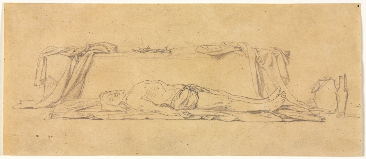 Croquis du Christ mort couché près du sépulcre, 1800s - Jules Eugene Lenepveu
