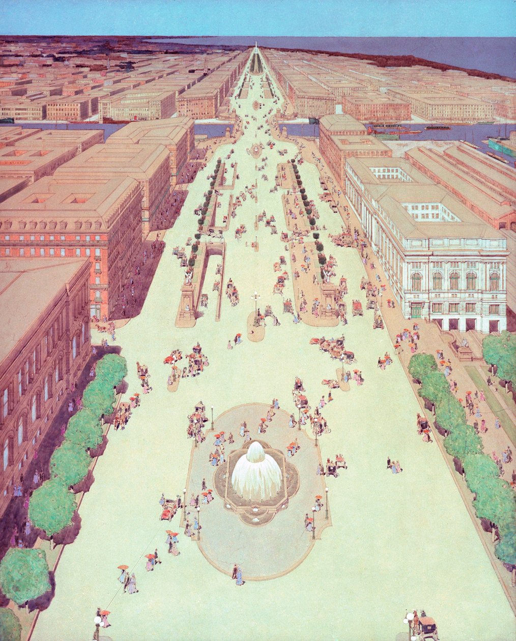 Boulevard proposé pour relier les côtés nord et sud de la rivière Chicago - Jules Guerin
