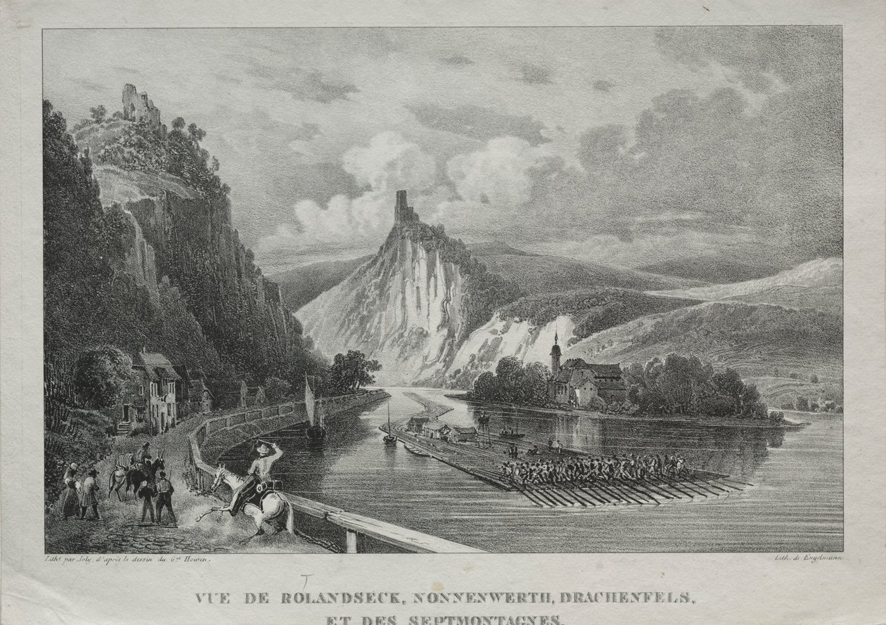 Vue de Rolandseck, Nonnenwerth, Drachenfels et Siebenbirge - Jules Jean Baptiste de Joly