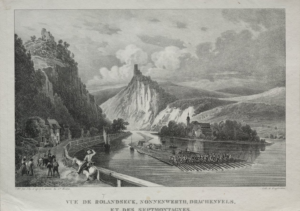 Vue de Rolandseck, Nonnenwerth, Drachenfels et Siebenbirge - Jules Jean Baptiste de Joly