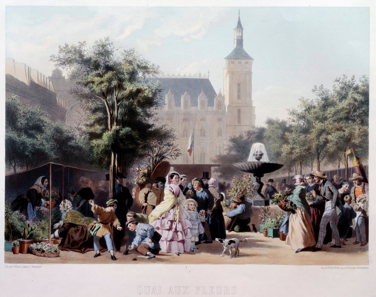 Vue du Quai aux Fleurs à Paris - Jules Marie Desandre