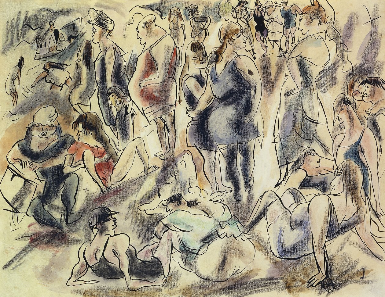 Plage américaine, vers 1917 - Jules Pascin