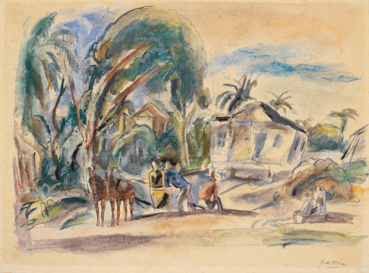 Paysage, Maison et Arbre - Jules Pascin