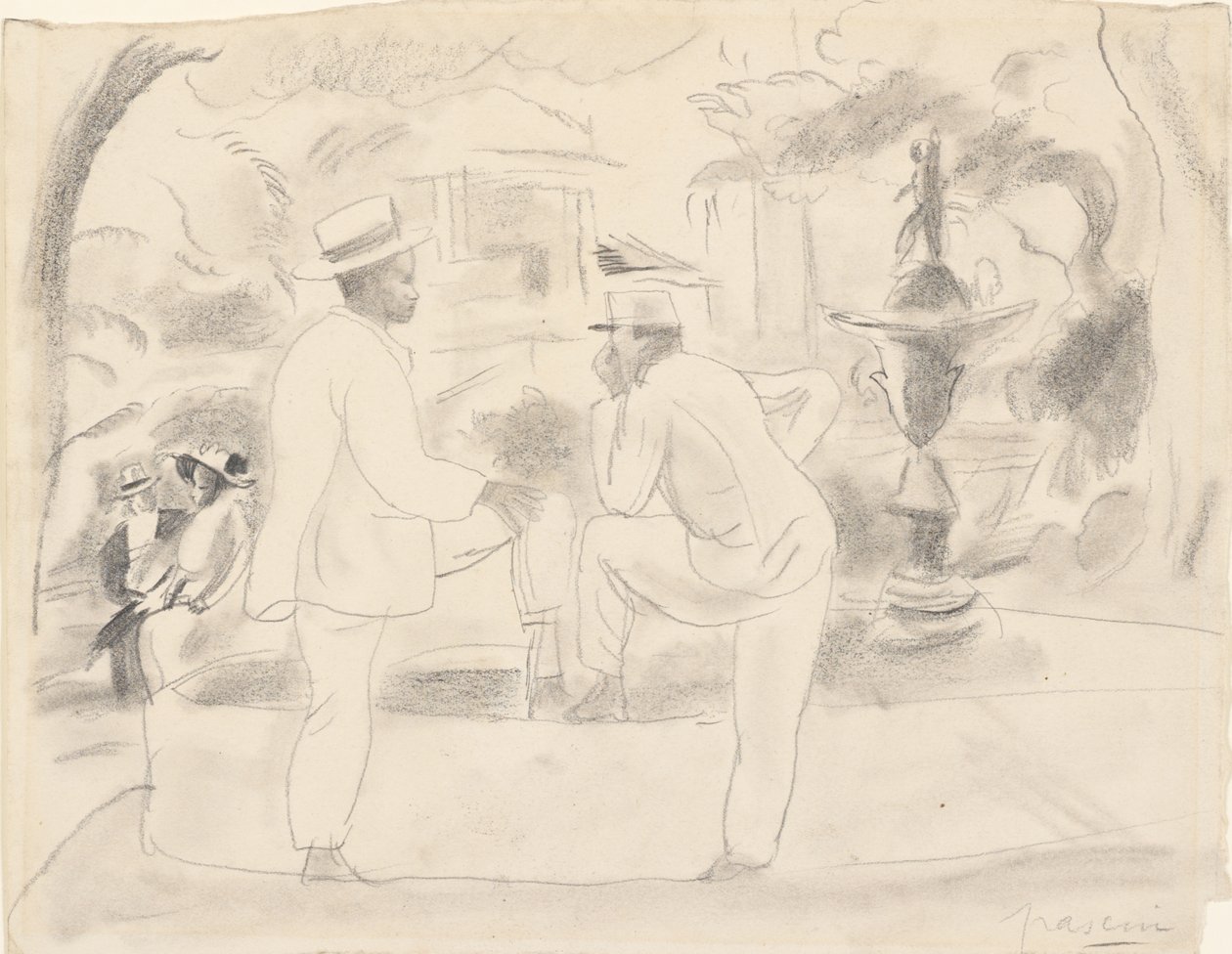 Deux hommes dans le parc, La Havane - Jules Pascin