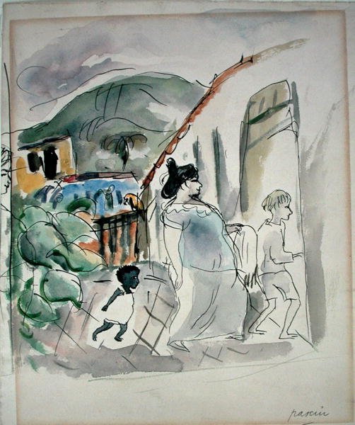 Femme et deux enfants - Jules Pascin