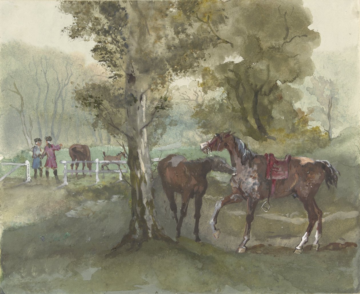 Chevaux dans le pré - Jules baron Finot