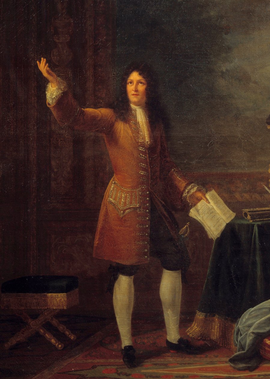 Jean Racine (1639-1699) lisant sa pièce devant le roi de France. (détail) - Julie Philipault