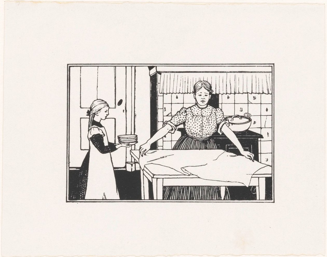 Femme et fille mettant la table - Julie de Graag