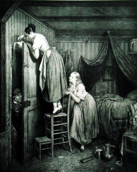 Le fouineur puni, gravé par Alphonse Léon Noël - Julien (after) Vallou de Villeneuve