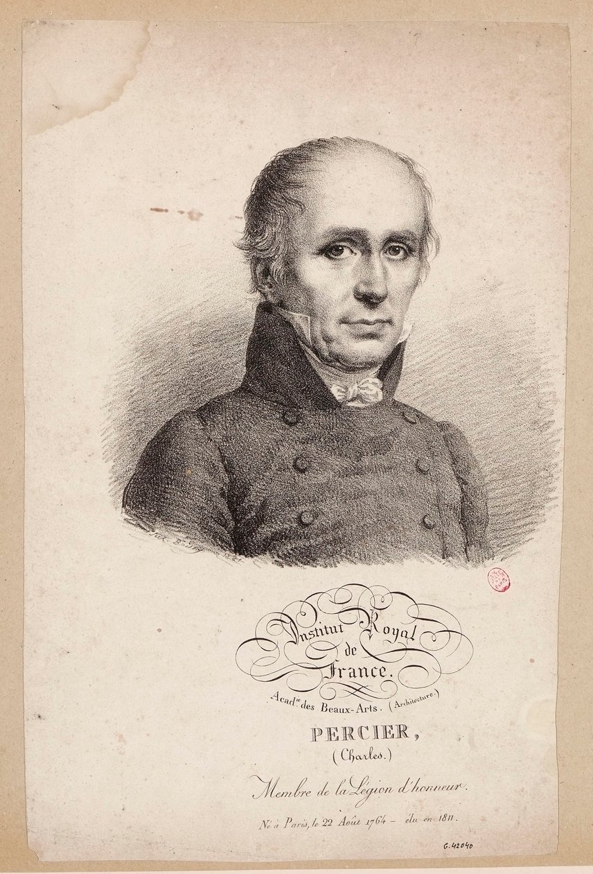 Institut Royal de France. Académie des Beaux-Arts. (Architektur.) Percier, (Charles.) Mitglied der Ehrenlegion. Geboren in Paris, am 22. August 1764 - gewählt 1811. - Julien Leopold Boilly