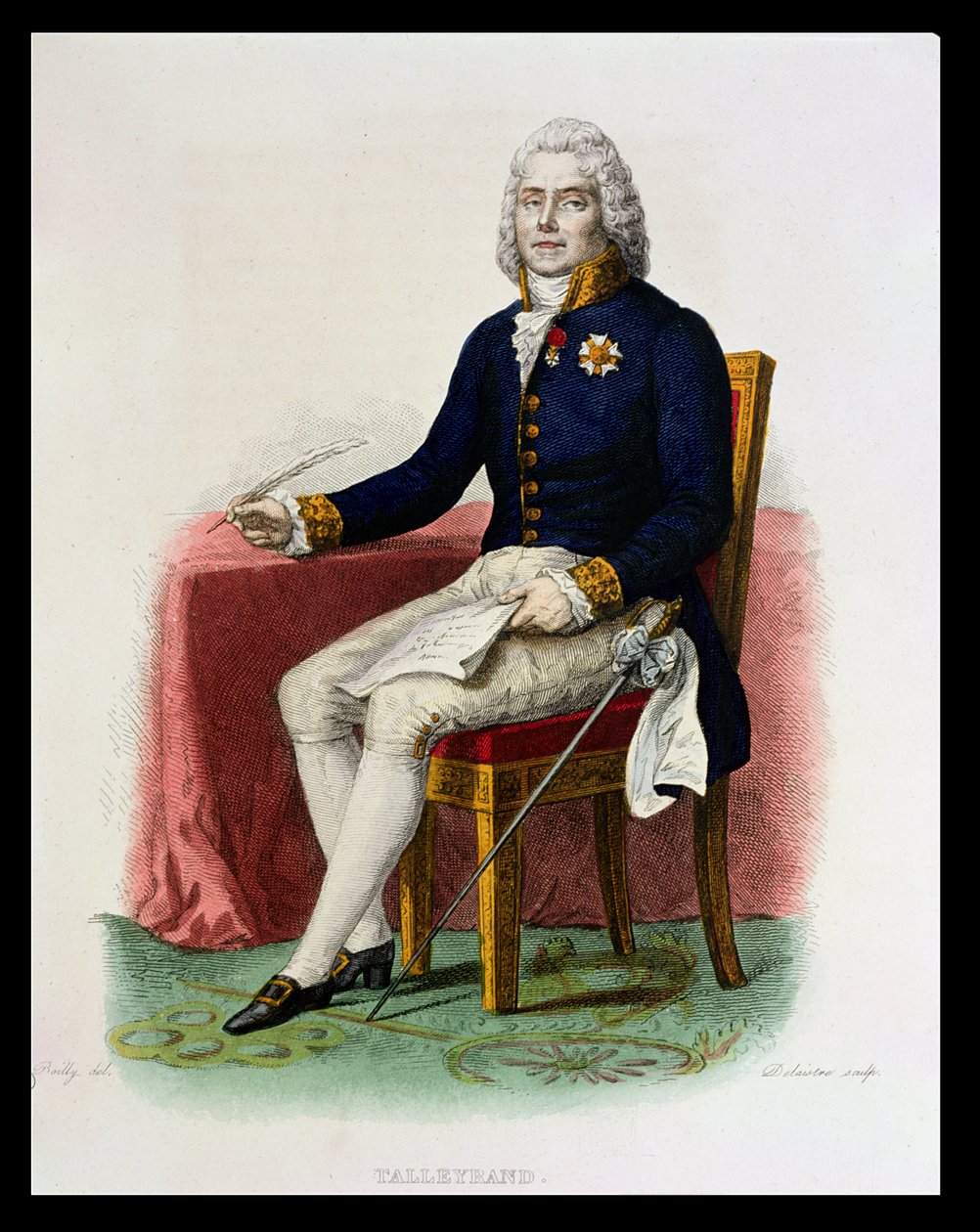 Portrait de Charles Maurice de Talleyrand-Périgord (1754-1838) à son bureau, illustration de 