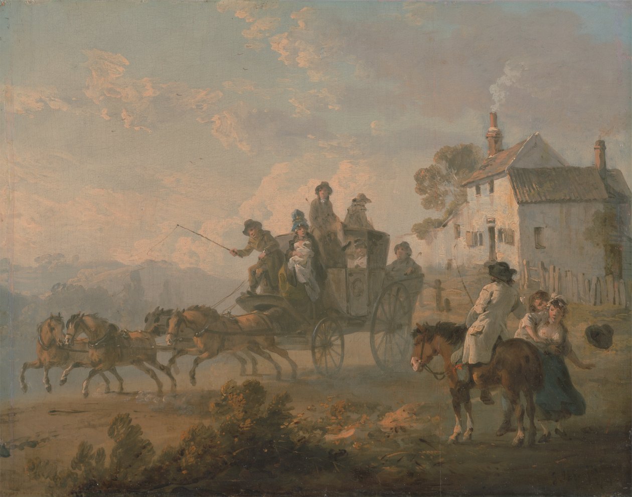 Diligence sur une route de campagne - Julius Caesar Ibbetson