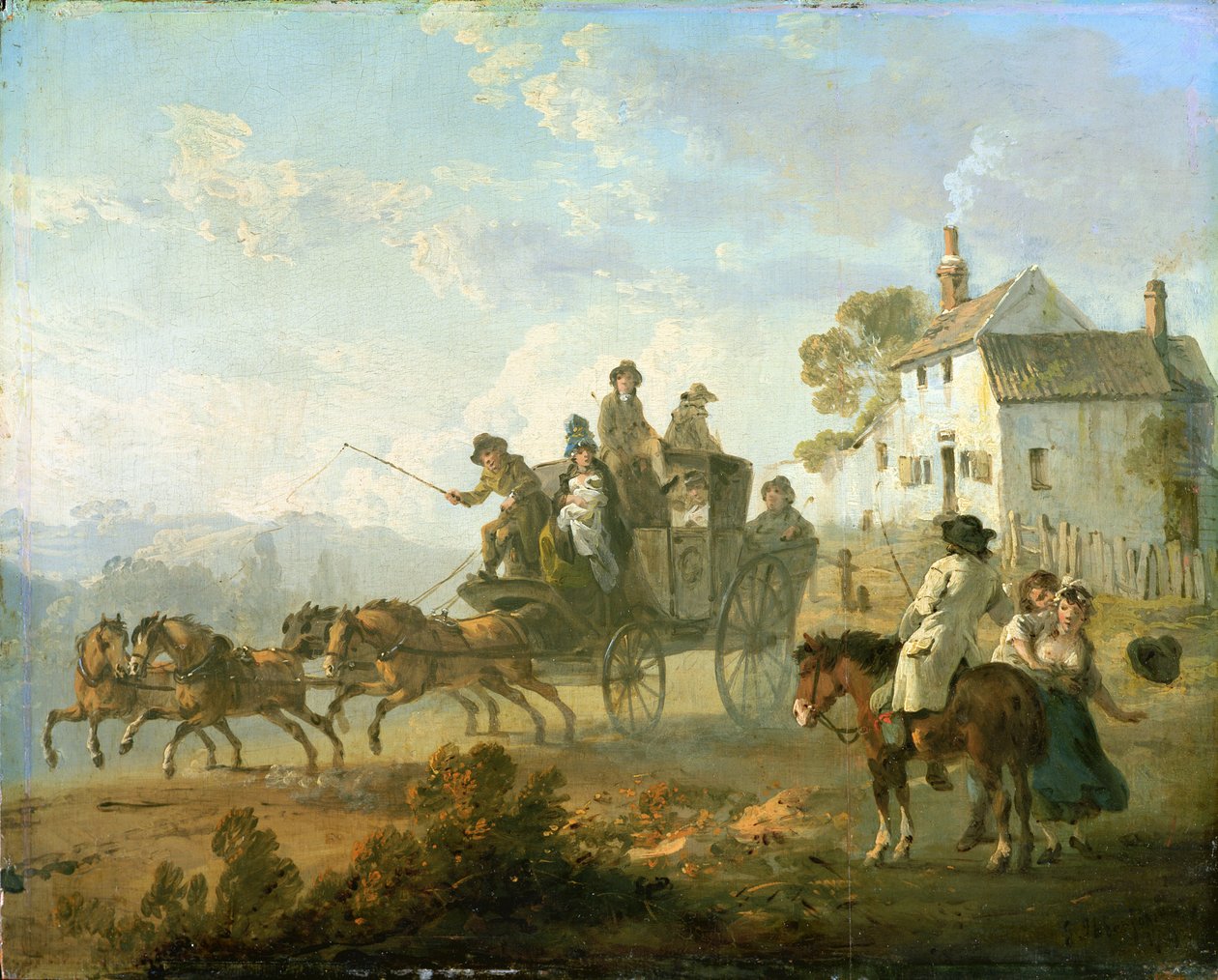 Une diligence sur une route de campagne, 1792 - Julius Caesar Ibbetson