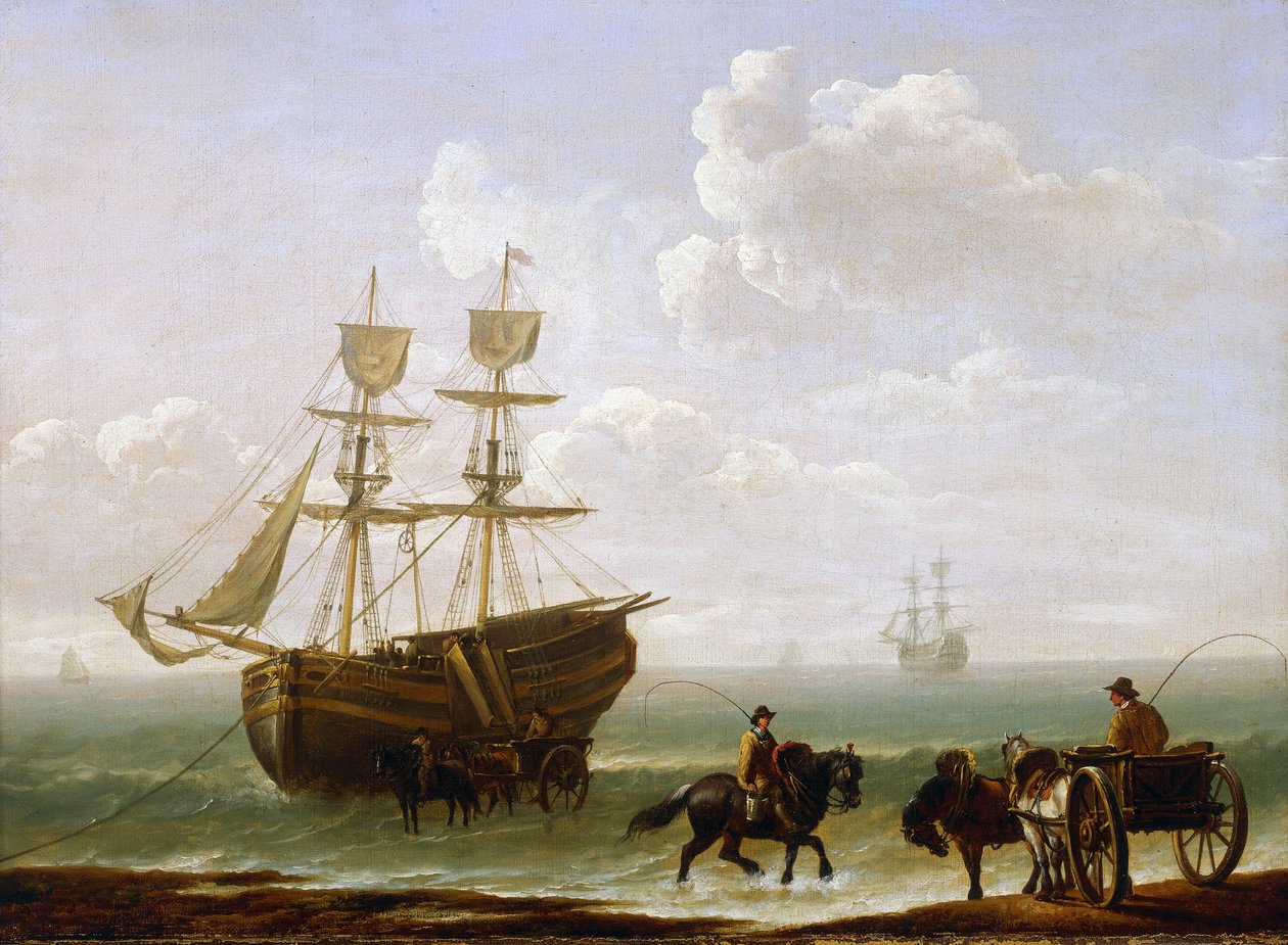 Une brique attrapée sur le rivage, déchargée dans des chariots, vers 1790, par Julius Caesar Ibbetson (1759-1817) - Julius Caesar Ibbetson