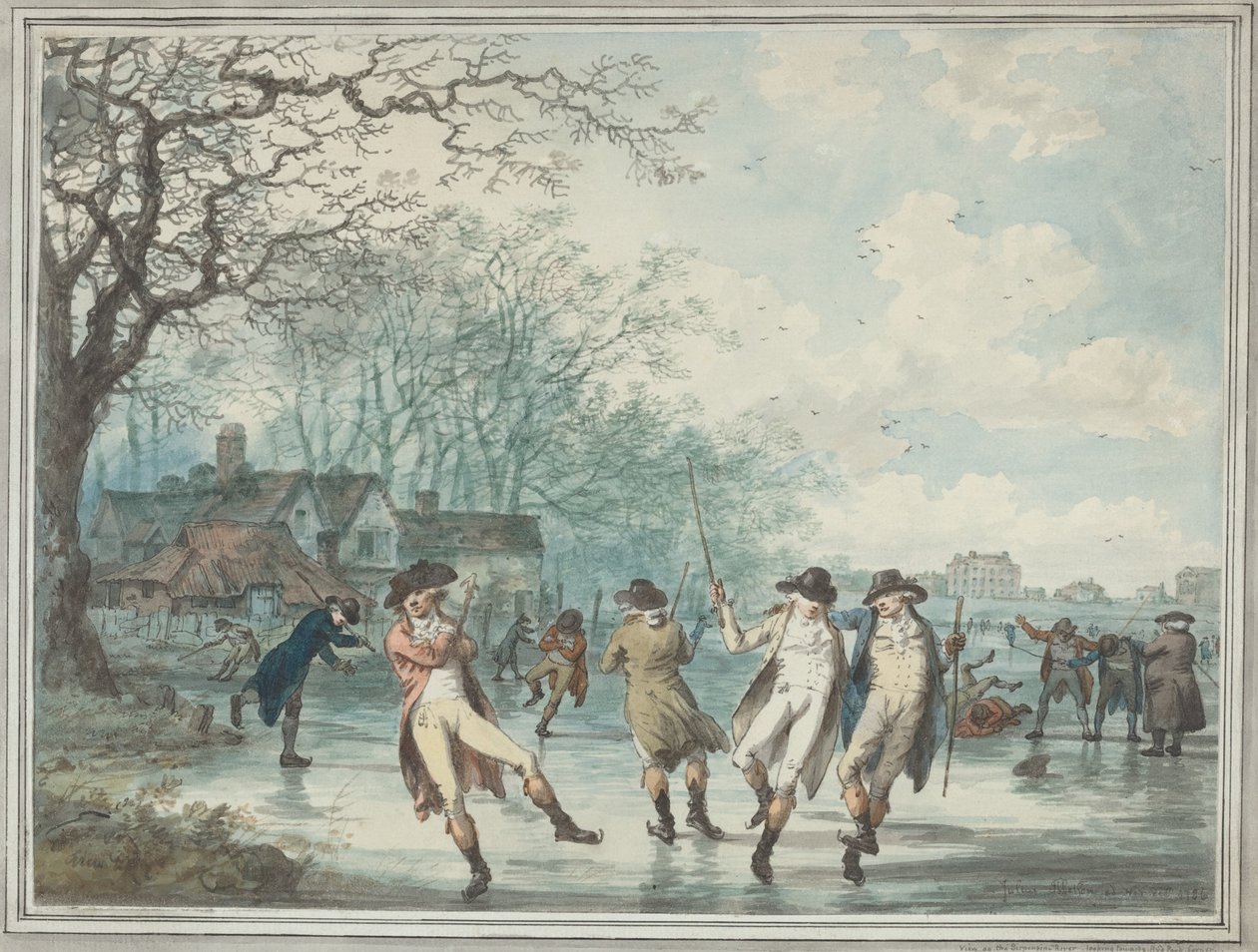 Patineurs sur la Serpentine à Hyde Park - Julius Caesar Ibbetson