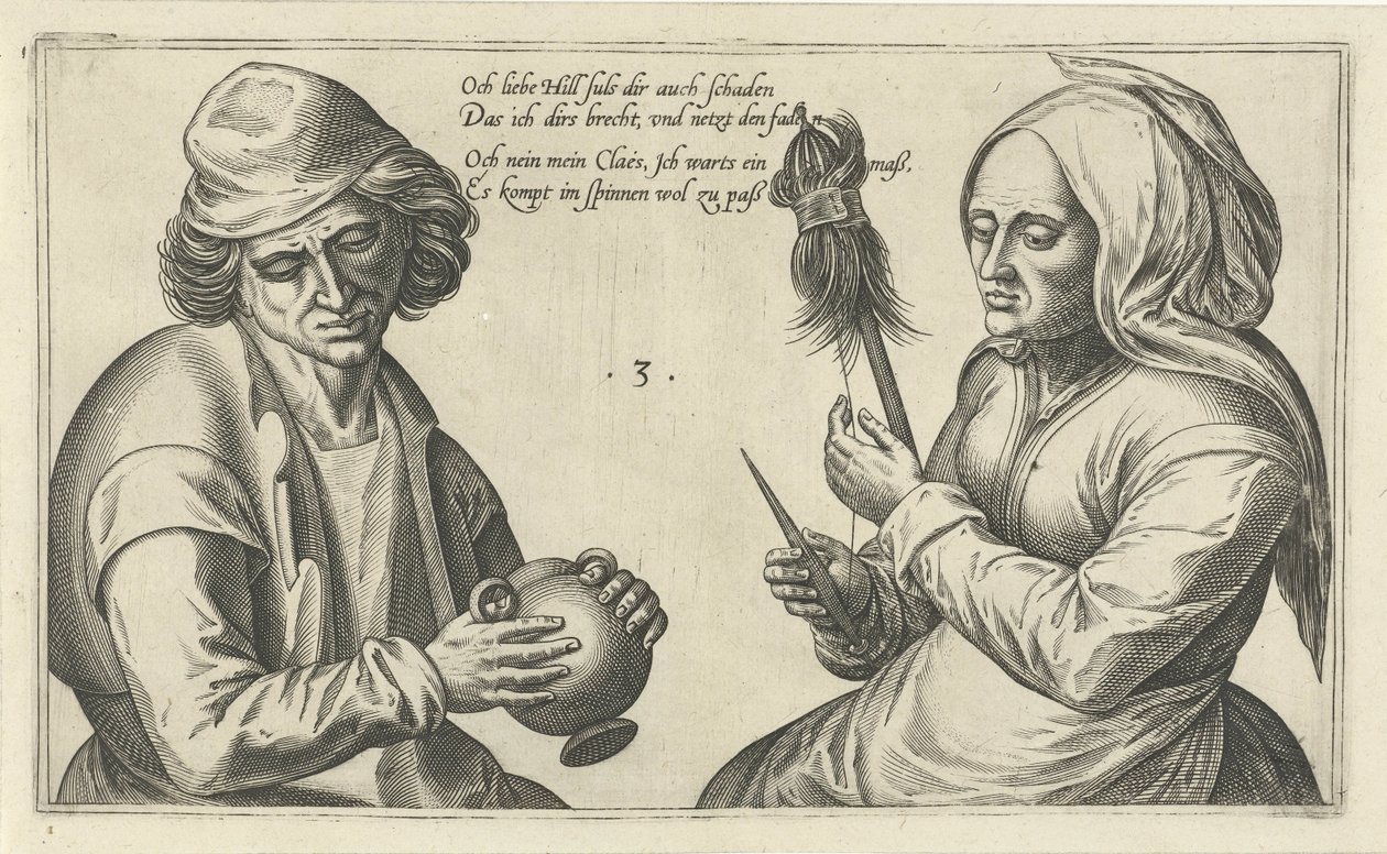 Femme filant avec son mari - Julius Goltzius