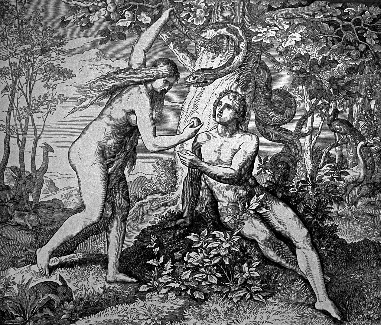 Adam et Ève avec la pomme - Julius Schnorr von Carolsfeld