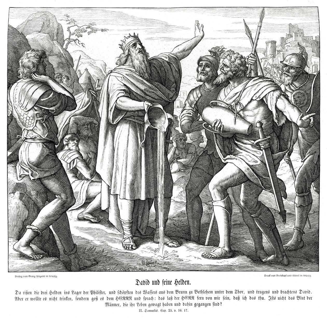 David et les trois vaillants hommes, 2 Samuel - Julius Schnorr von Carolsfeld