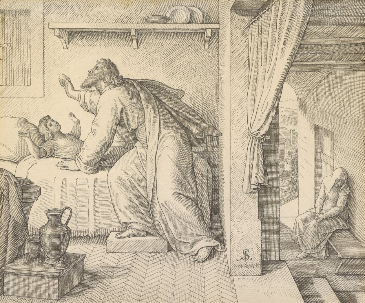 Elie ressuscite le fils de la veuve de Zarephath - Julius Schnorr von Carolsfeld