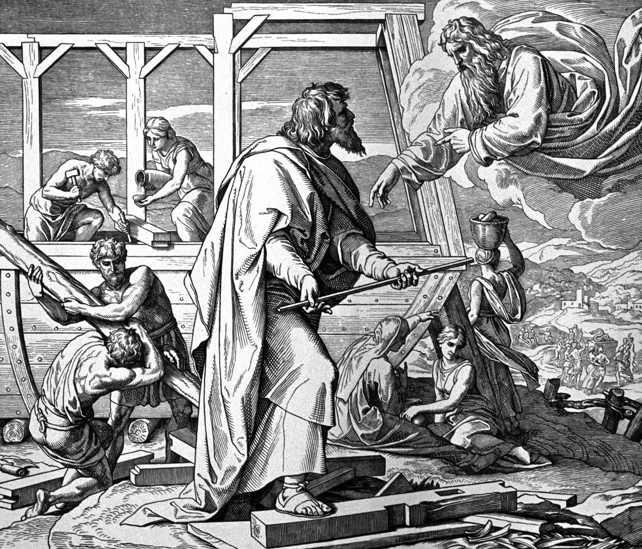 Dieu avertit Noé du déluge - Julius Schnorr von Carolsfeld