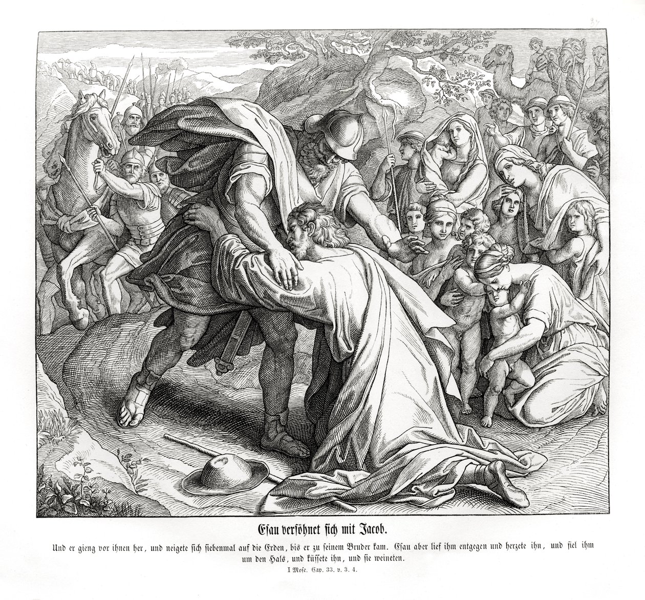 Jacob et Ésaü se réconcilient, Genèse - Julius Schnorr von Carolsfeld
