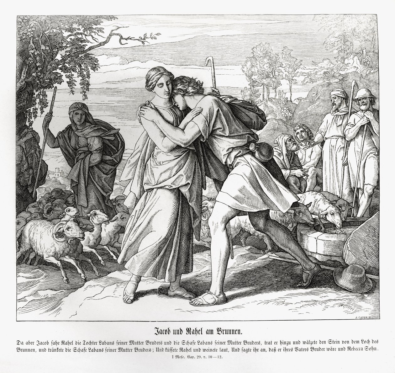 Jacob et Rachel au puits, Genèse - Julius Schnorr von Carolsfeld